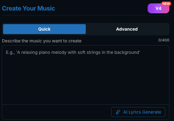 Generate complete songs from simple text prompts